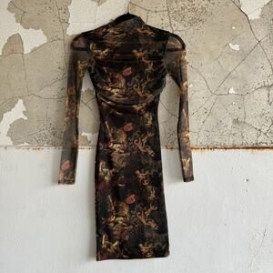 PrettyLittleThing Dress Renaissance Cherub Mesh Bodycon Mini NWT Size 2 Party